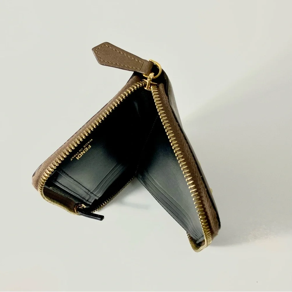 FENDI Bifold Wallet Visor Way Leather Brown Women's 8M0401-6GM